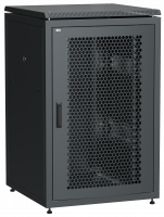 ITK Шкаф сетевой напольный 19" LINEA N 24U 800х800мм перфорированная передняя дверь, задняя металлическая черный