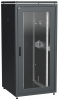 ITK Шкаф сетевой напольный 19" LINEA N 33U 800х800мм стеклянная передняя дверь, задняя металлическая черный