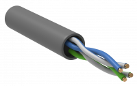 ITK Витая пара U/UTP кат.5E 2х2х24AWG solid PVC 1м серый (100м/бухта)