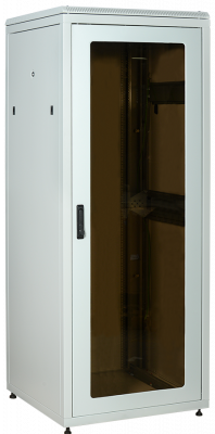 ITK Шкаф сетевой напольный 19" LINEA N 28U 800х800мм стеклянная передняя дверь, задняя металлическая серый